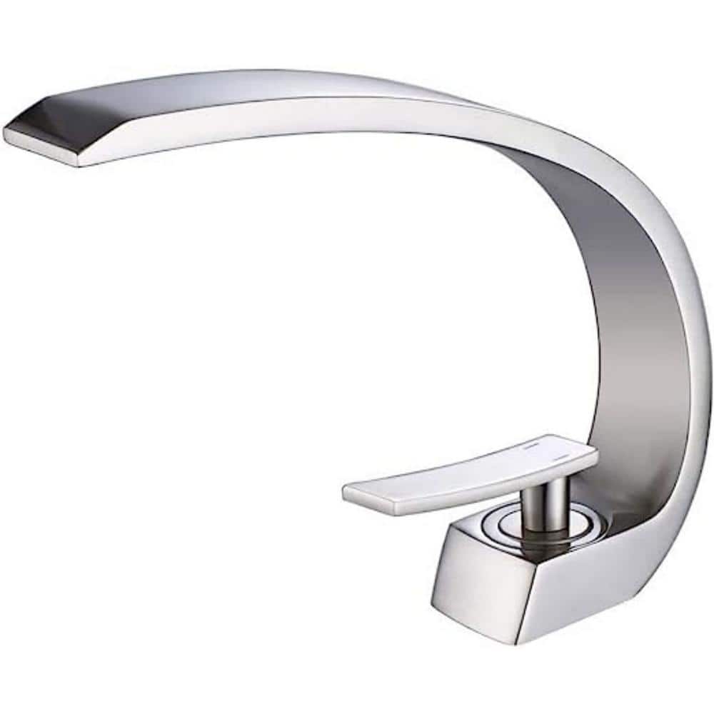 Dyiom Brushed Gold Bathroom Sink Faucet with Supply Hose, Unique Design Single Handle Single Hole Lavatory Faucet, (1)