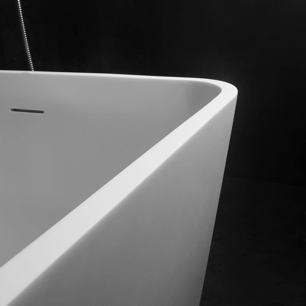 TCYO 67 in. x 32 in. Stone Resin Solid Surface Freestanding Soaking Bathtub with Left Drain in Matte White (3)