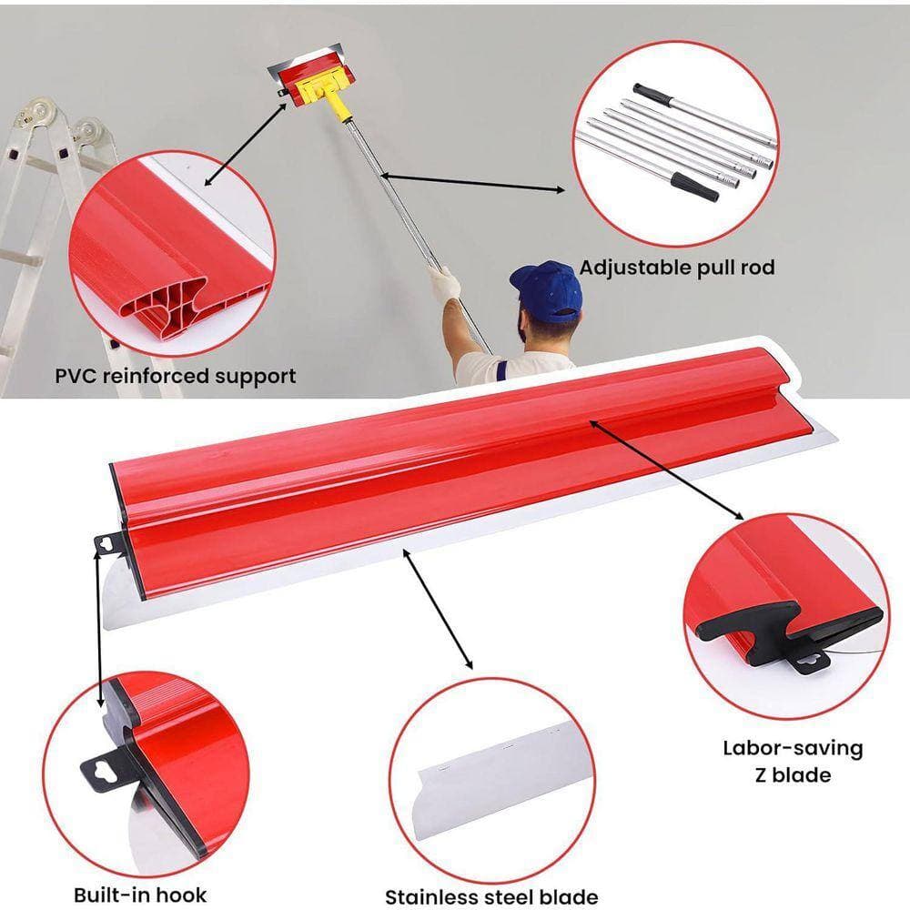 KIWDZFU 10162432 Stainless Steel Drywall Skimming Blade Set with Extension Handle Smoothing Taping Knife (3)