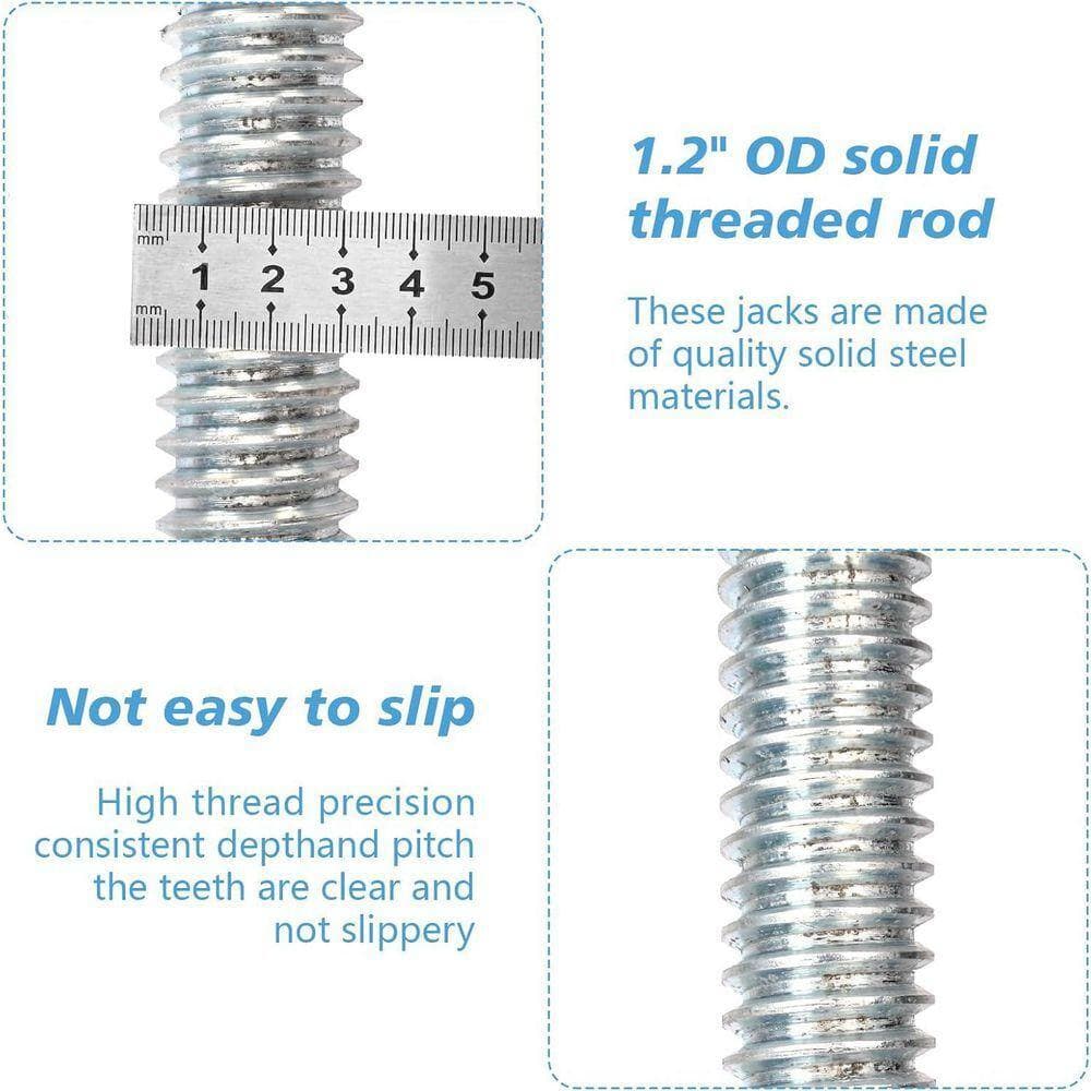 KIWDZFU 4 Pack Adjustable Screw Jack 18 Solid Leveling Jack Durable Scaffold Leveling Jack for Baker-Style Scaffolding Silver (2)