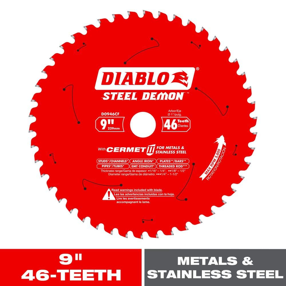 DIABLO 9in. x 46-Teeth Steel Demon Cermet II Saw Blade for Medium Metal