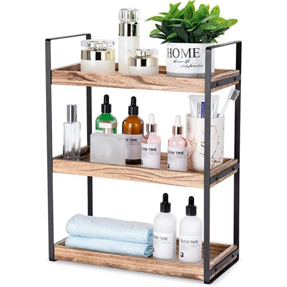 Dyiom 6.5 in. W x17. 3 in. H x 13.2 in. D Bathroom Shelves, Stainless Steel square Bathroom Shelf, Pack of 1, in. Brown (1)