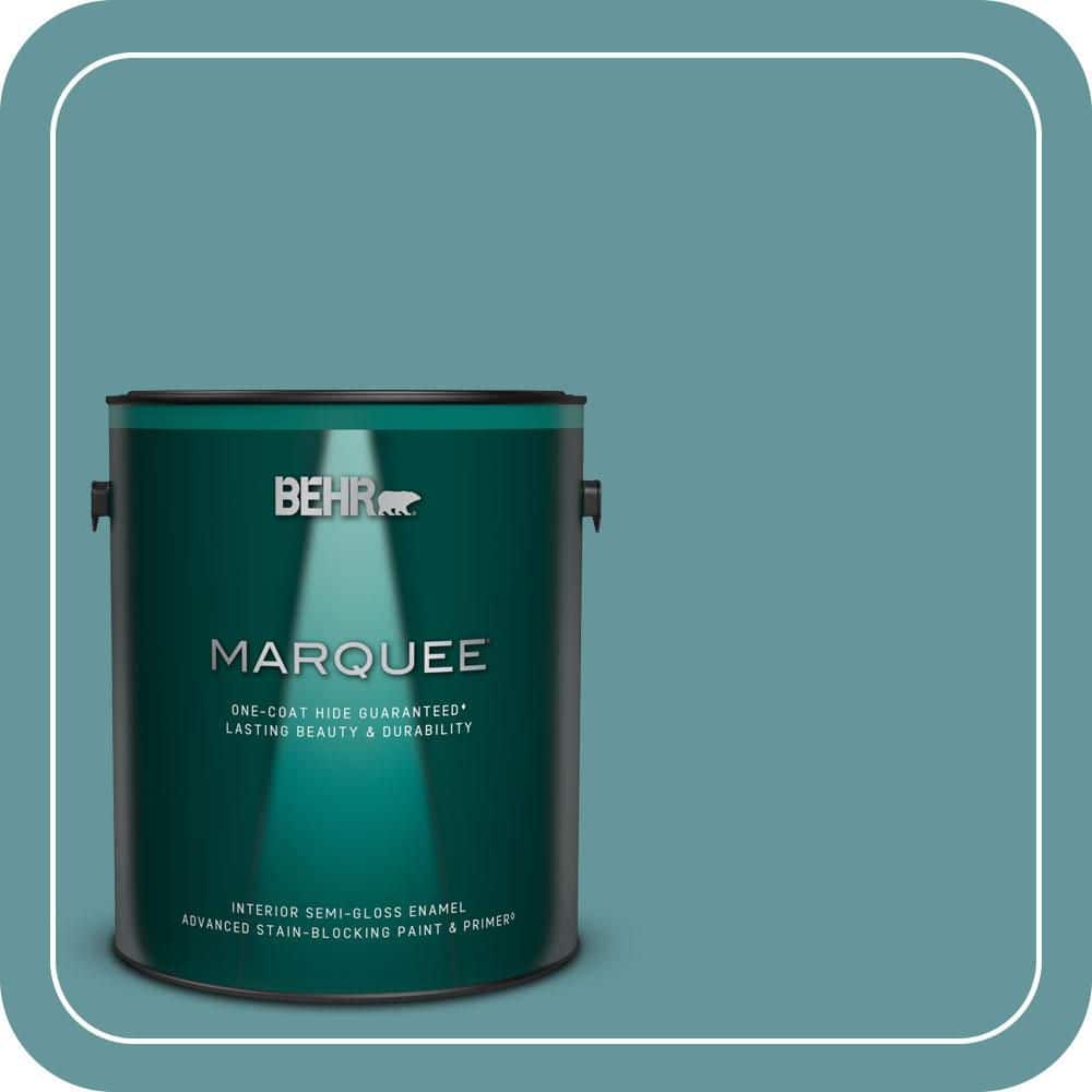 BEHR MARQUEE 1 gal. #MQ6-33 Vintage Teal One-Coat Hide Semi-Gloss Enamel Interior Paint & Primer (1)