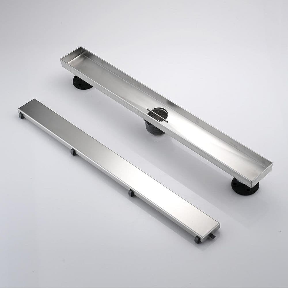 Satico 36 in. Linear Shower Drain with Leveling Feet in Brushed Nickel (2)