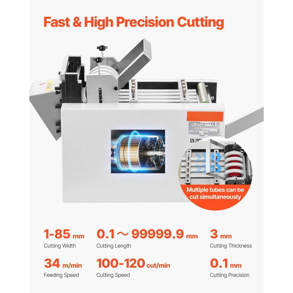 SKYSHALO Auto Heat-Shrink Tube Cutter, Cable Pipe Cutting Machine with 0. 1mm-99999. 9mm L, 0.1875 in. to 15/16 in. Tubing Cutter (3)