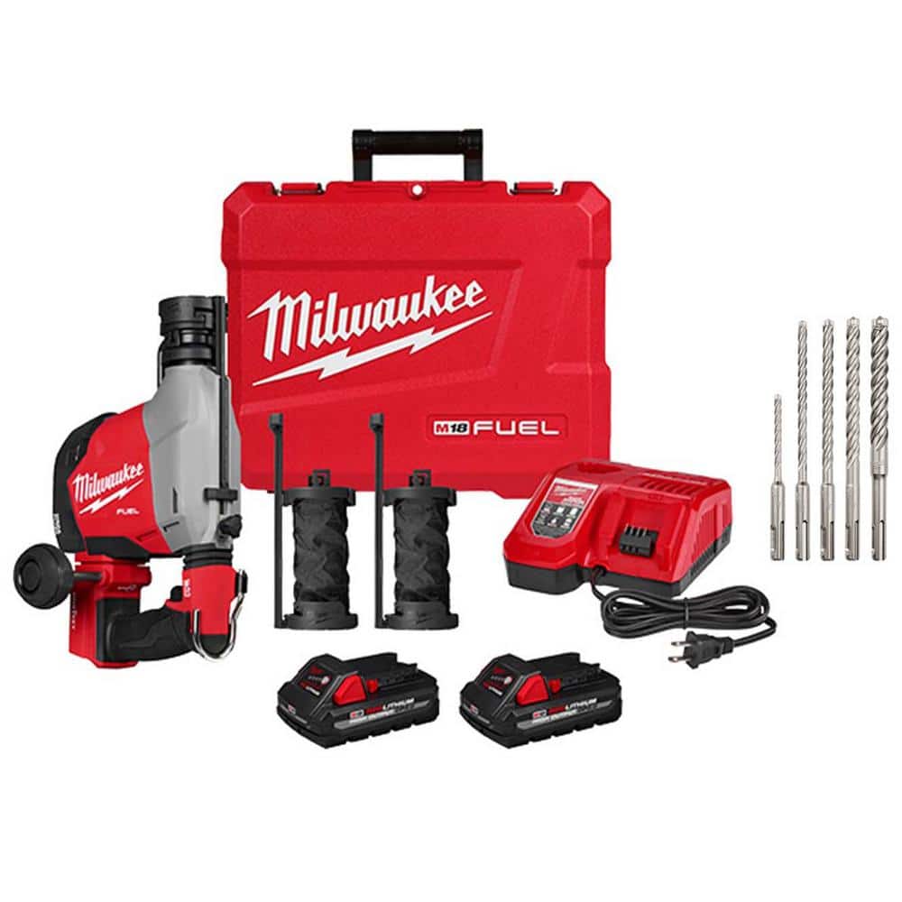 Milwaukee M18 FUEL 18-Volt Lith-Ion Brushless Cordless 5/8 in. SDS-Plus Overhead Rotary Hammer w/ Drill Bit Kit (1)