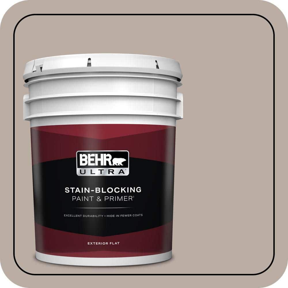 BEHR ULTRA 5 gal. #N200-3 Nightingale Gray Flat Exterior Paint & Primer