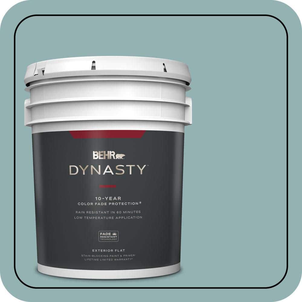 BEHR DYNASTY 5 gal. #500F-5 Gulf Winds Flat Exterior Stain-Blocking Paint & Primer