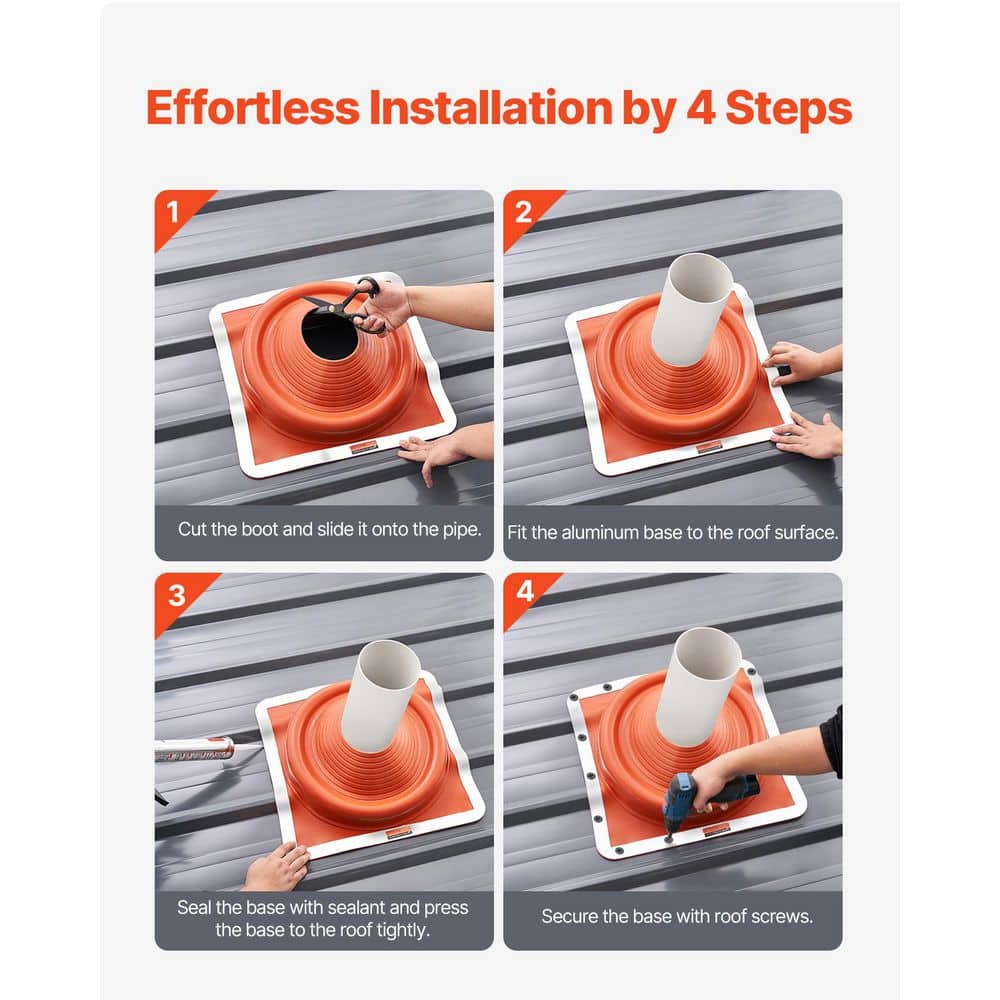 SKYSHALO 19.5 in. x 19.5 in. Pipe Flashing Boots, Fit Pipe OD 6-3/4 in. to 14 in. Silicone, High Temp-101℉ to 437℉, for Chimney (2)