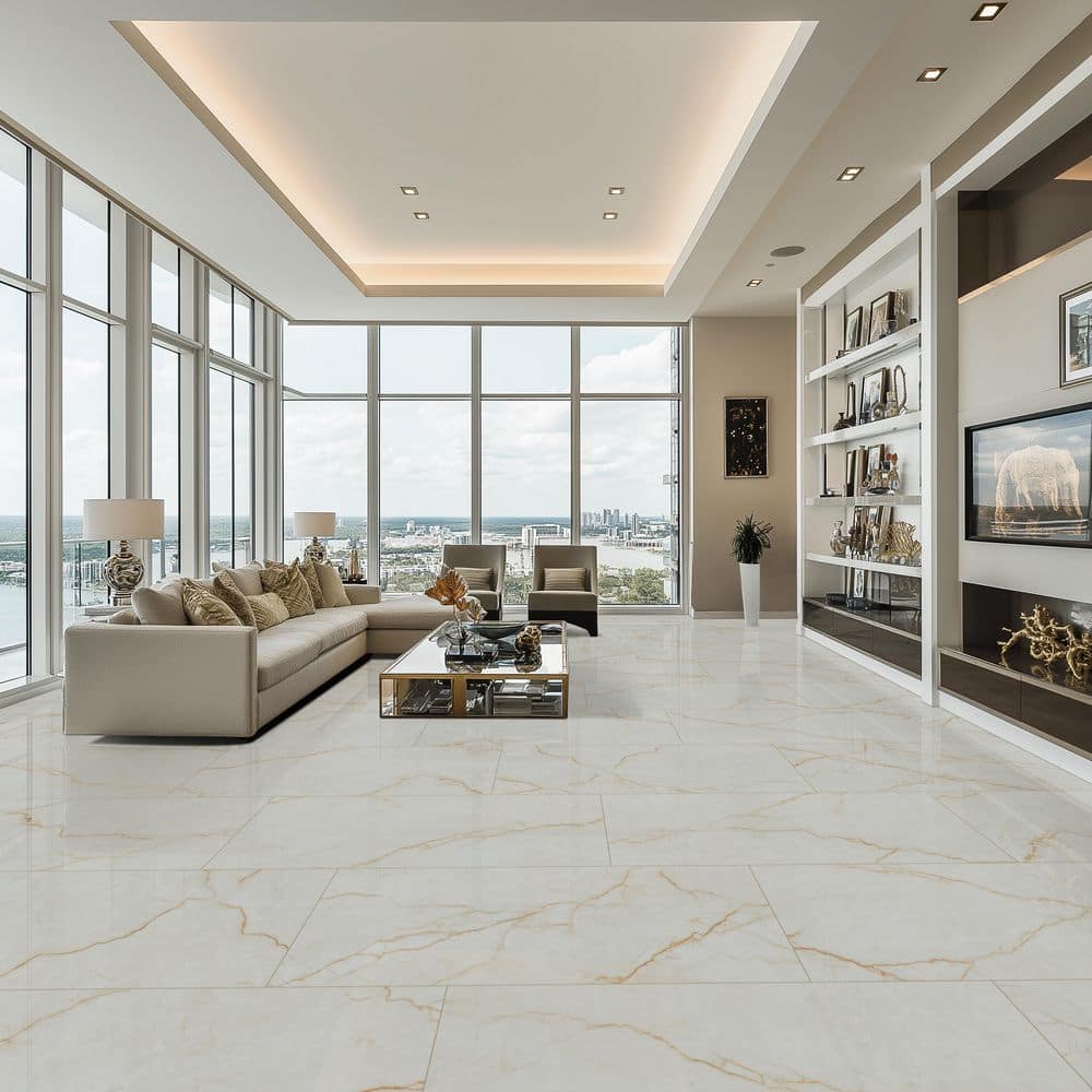 MSI Amari Gold 24 in. x 48 in. Polished Porcelain Marble Look Floor and Wall Tile (24 sq. ft. /Case) (3)
