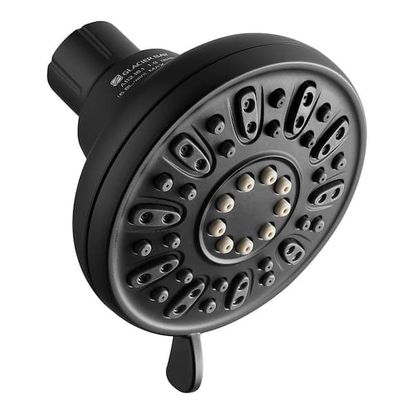 Glacier Bay 4-Spray Patterns with 1.8 GPM 3.5 in. Tub Wall Mount Single Fixed Shower Head in Matte Black