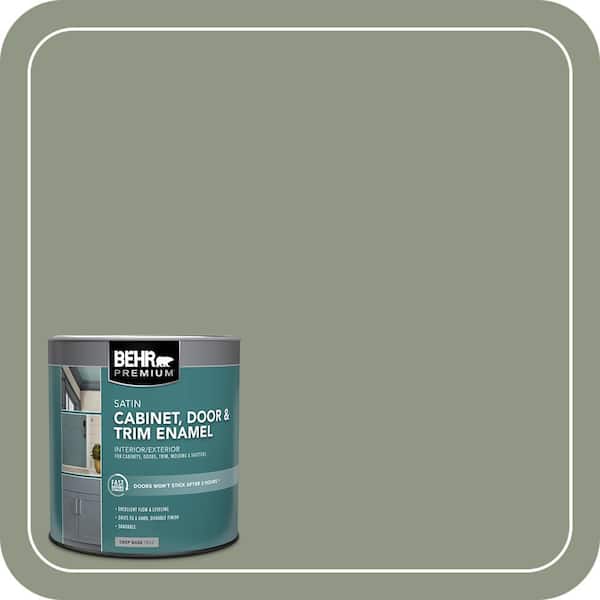 BEHR PREMIUM 1 qt. #PPU11-17 Hillside Green Satin Enamel Interior/Exterior Cabinet, Door & Trim Paint (2)