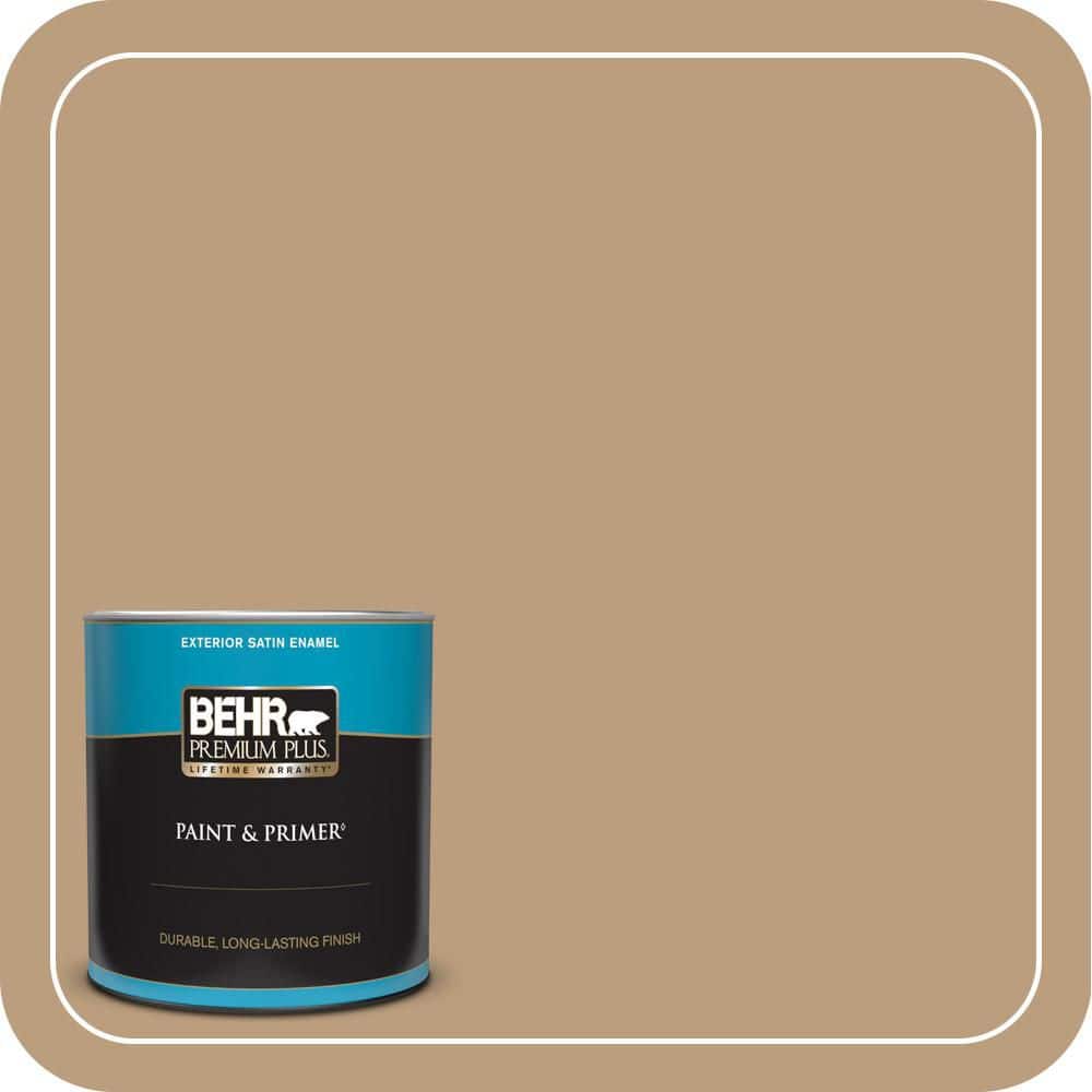 BEHR PREMIUM PLUS 1 qt. #PPH-11 Cardboard Color Satin Enamel Exterior Paint & Primer (1)