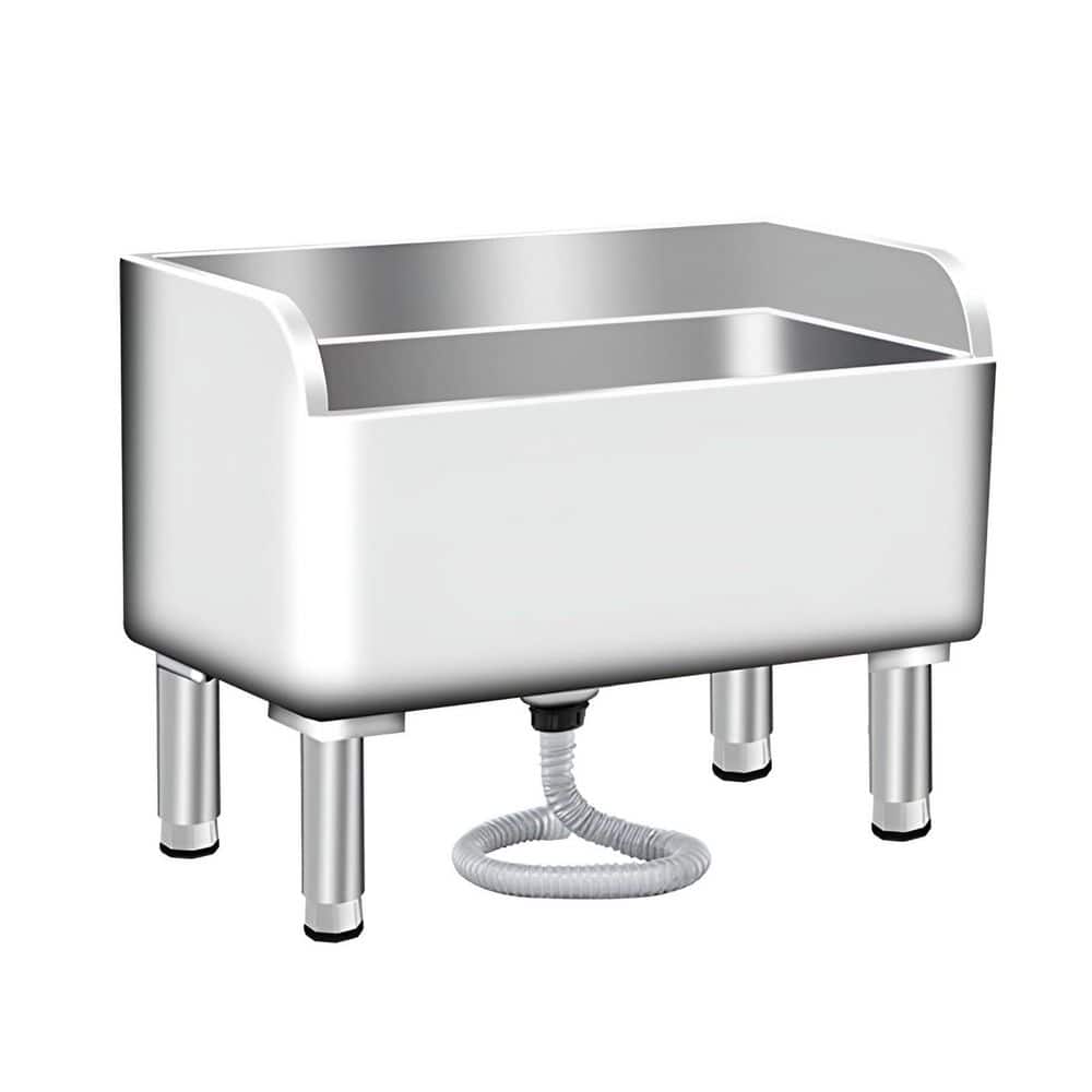 Numhew 16.1 in. D x 17.7 in. W Freestanding Laundry/Utility Sink in Silver with Drainage/Strainer, Floor Mop Sink for Laundry (1)
