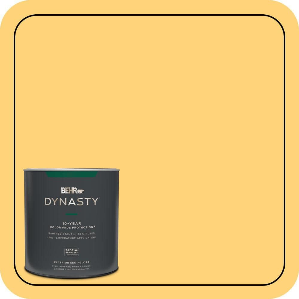 BEHR DYNASTY 1 qt. #P260-5 Yellow Jubilee Semi-Gloss Enamel Exterior Stain-Blocking Paint & Primer