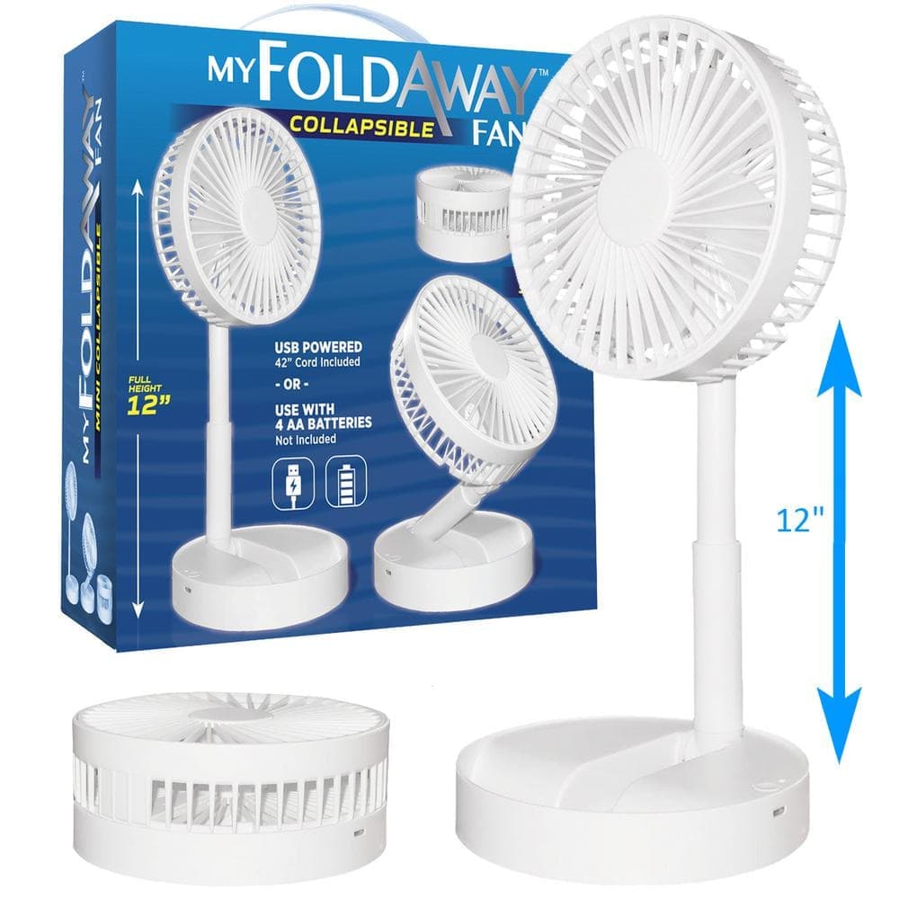 As Seen on TV 2-in-1 Adjustable Height Unique Foldable and Portable My Foldaway Rechargeable Floor and Table Fan