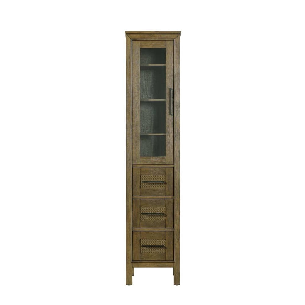 TIMELESS HOME 16 in. W x 18 in. D x 72 in. H Brown Freestanding Linen Cabinet (1)