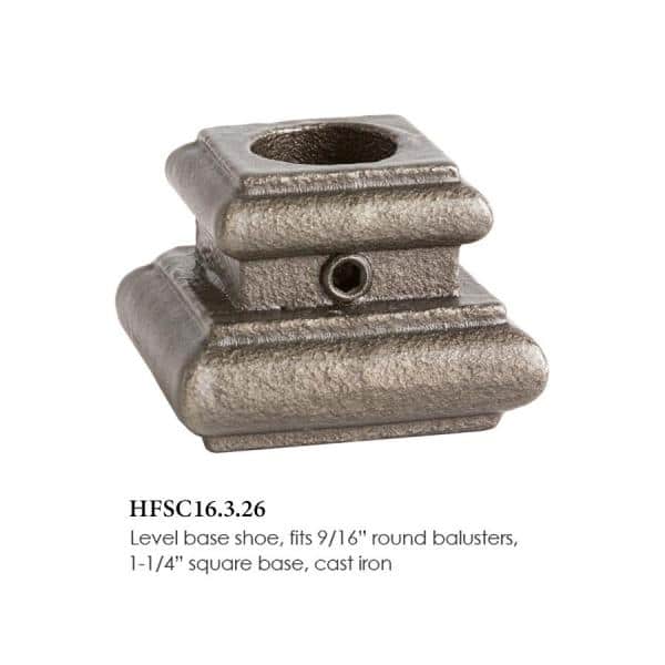 HOUSE OF FORGINGS Round Hole 1.25 in. Cast Iron Level Shoe Baluster Shoe Satin Clear (2)