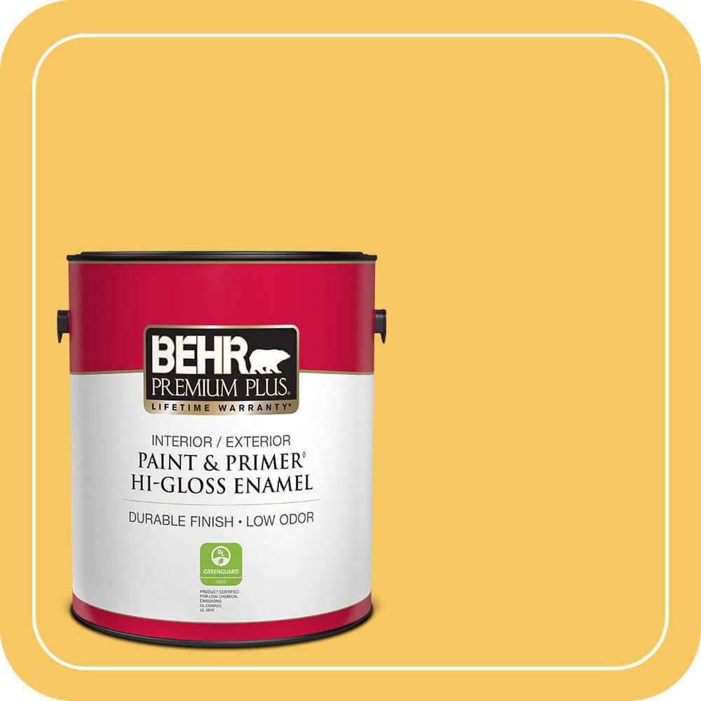 BEHR PREMIUM PLUS 1 gal. #P280-5 Little Sun Dress Hi-Gloss Enamel Interior/Exterior Paint & Primer