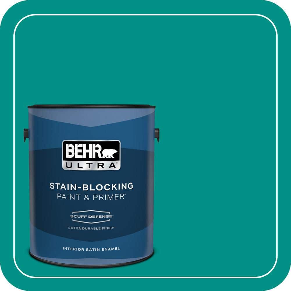 BEHR ULTRA 1 gal. #490B-6 Emerald Coast Extra Durable Satin Enamel Interior Paint & Primer
