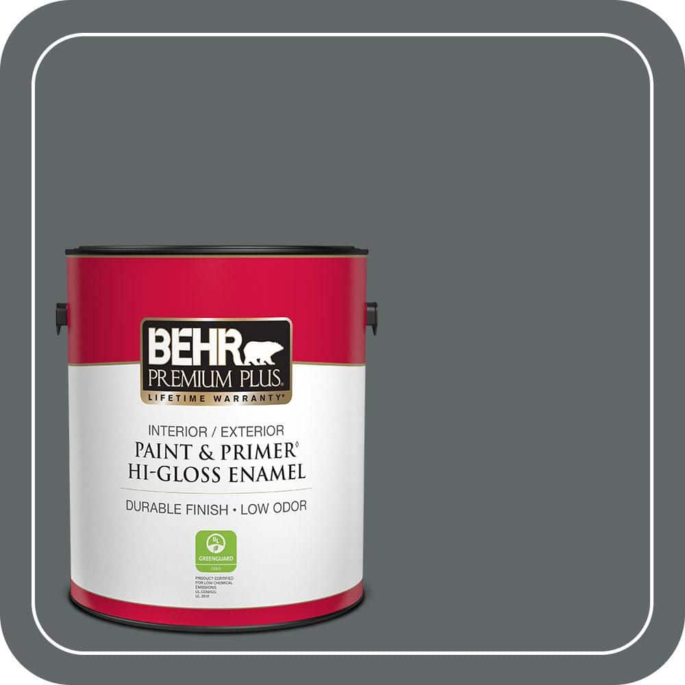 BEHR PREMIUM PLUS 1 gal. #N450-6 Binary Star Hi-Gloss Enamel Interior/Exterior Paint & Primer