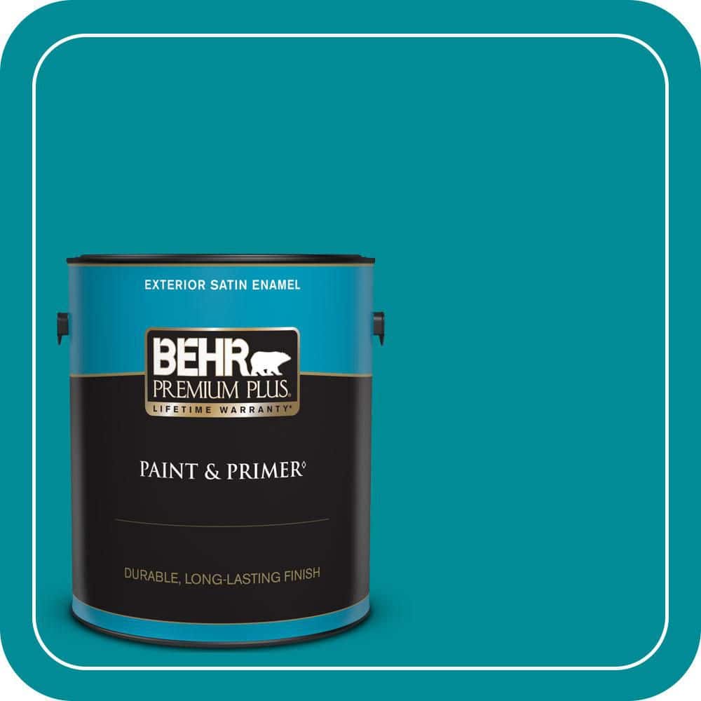 BEHR PREMIUM PLUS 1 gal. #510B-7 Empress Teal Satin Enamel Exterior Paint & Primer