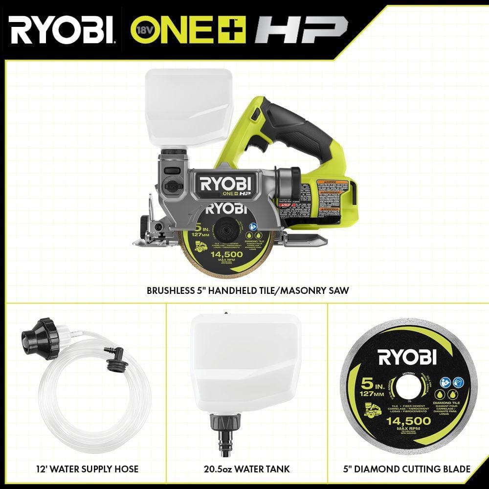 RYOBI ONE+ HP 18V Cordless Handheld Wet/Dry Masonry Tile Saw (Tool Only) (3)