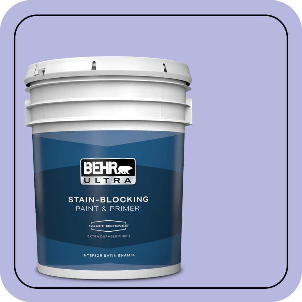 BEHR ULTRA 5 gal. #P550-3 Lavender Cloud Extra Durable Satin Enamel Interior Paint & Primer