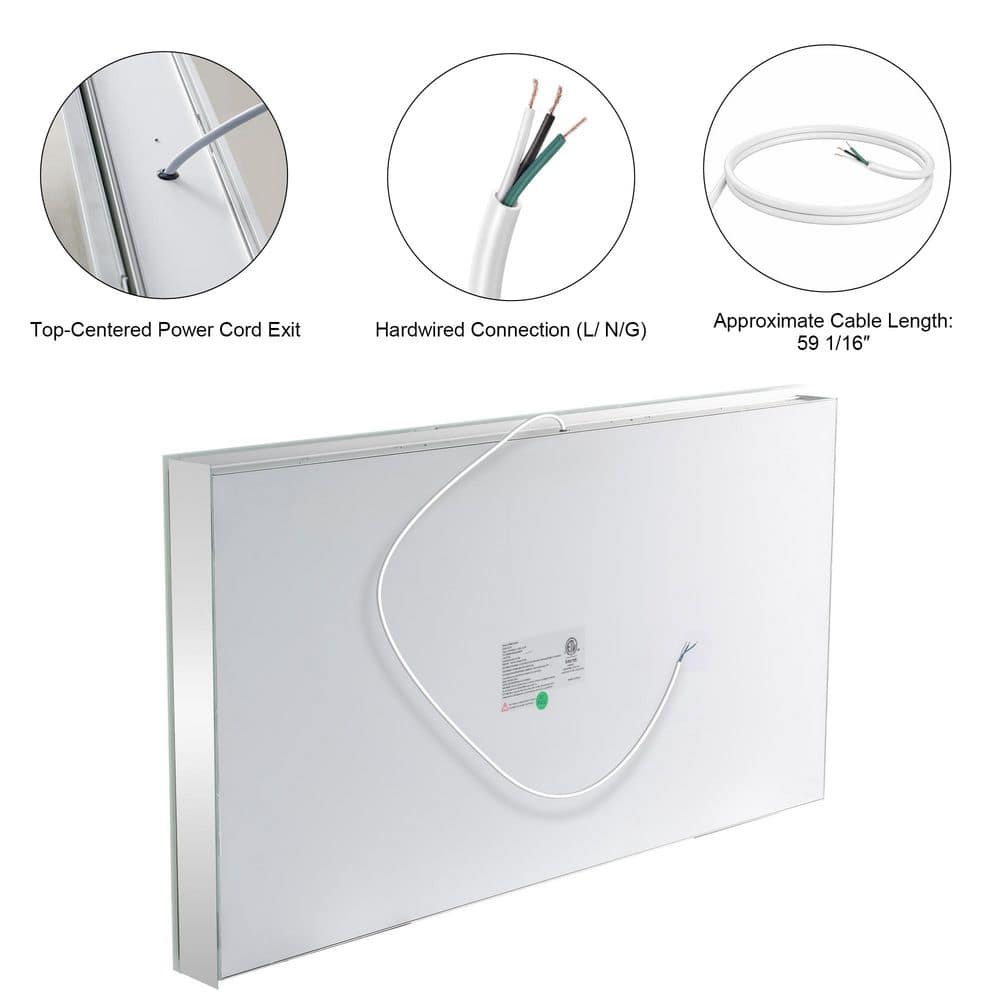 WELLFOR 48 in. W x 30 in. H Rectangular Aluminum Recessed/Surface Mount LED Medicine Cabinet with Mirror, 3x Magnifying Mirror (3)