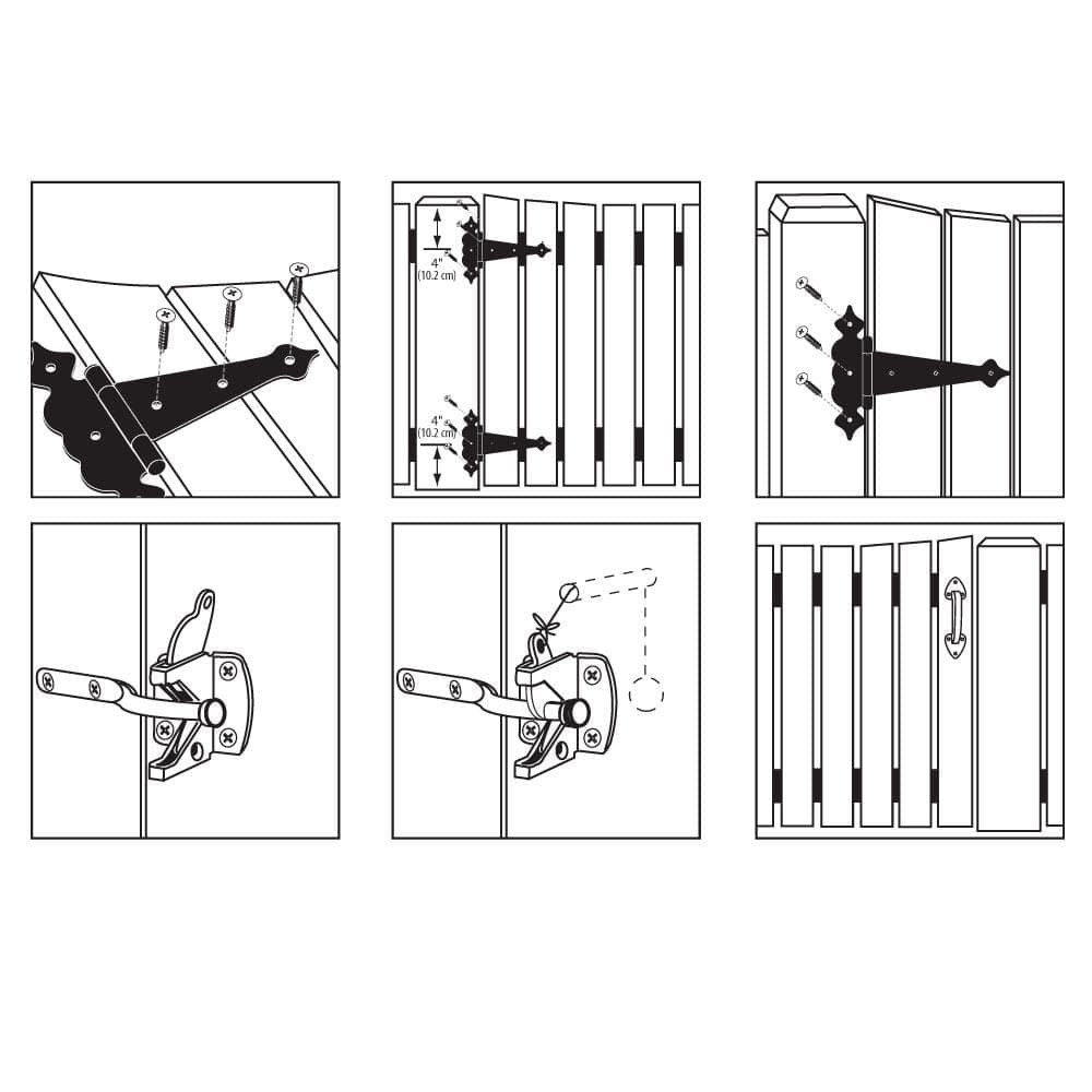 Everbilt Black Decorative Surface Mount Gate Tee Hinge and Latch Set (2)