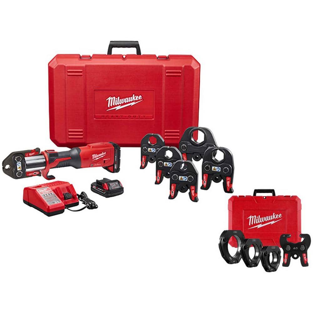 Milwaukee M18 18-Volt Lithium-Ion 1/2 in.-2 in. CTS Copper Press Tool Kit with 2-1/2 in. to 4 in. CTS Pivoting Press Ring Set (1)