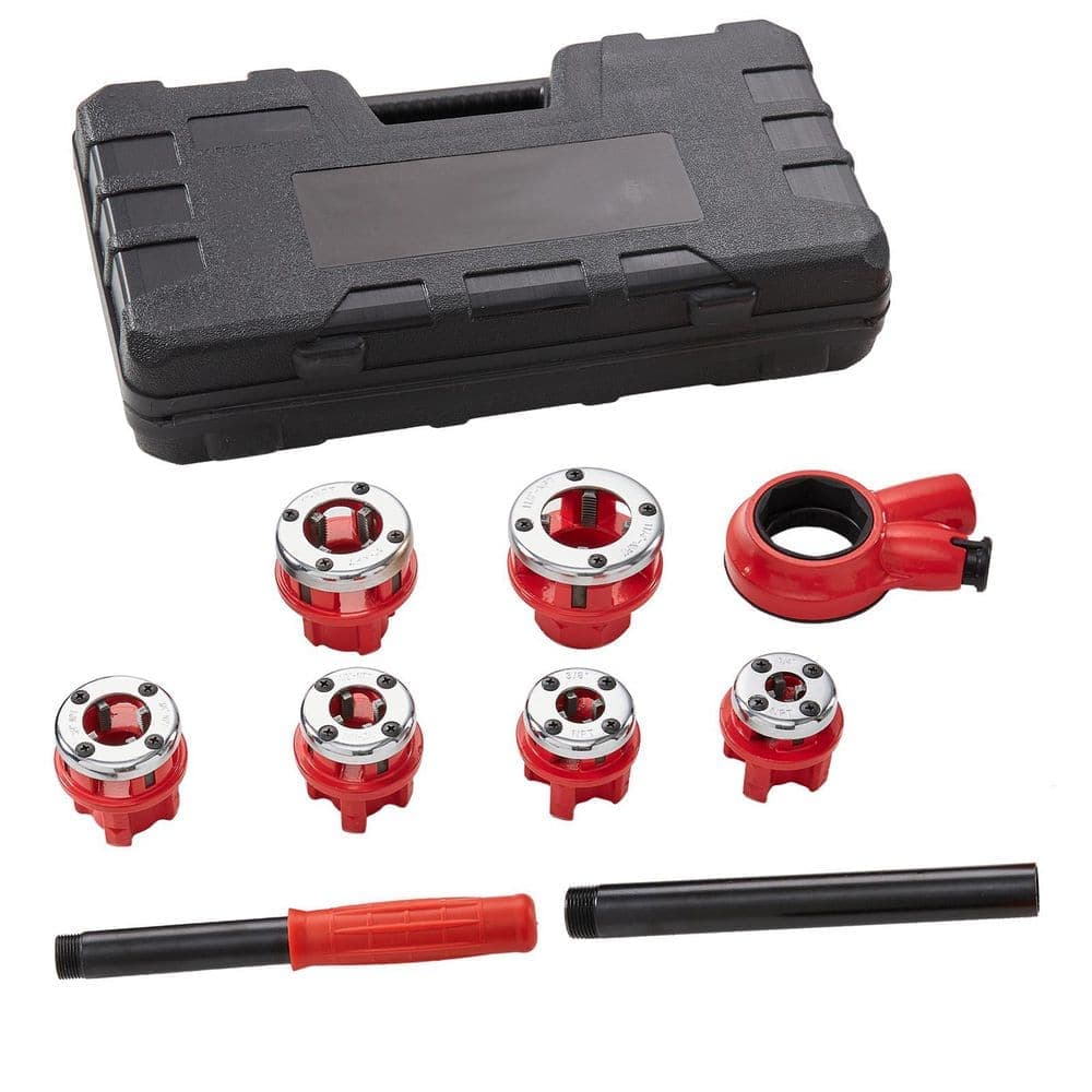 SKYSHALO Ratchet Pipe Threader Kit 1/4in. NPT-1-1/4in. NPT Manual Ratcheting Pipe Threader Portable Tool Set with 6PCS NPT Dies