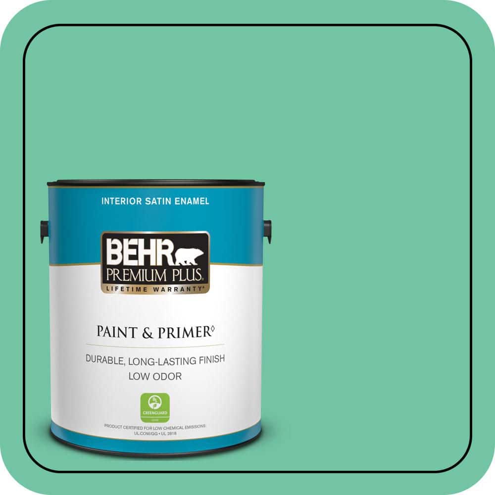 BEHR PREMIUM PLUS 1 gal. #P420-4A Gem Silica Satin Enamel Low Odor Interior Paint & Primer