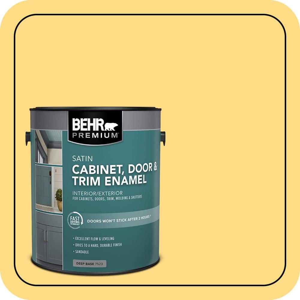 BEHR PREMIUM 1 gal. #340B-5 Yellow Brick Road Satin Enamel Interior/Exterior Cabinet, Door & Trim Paint