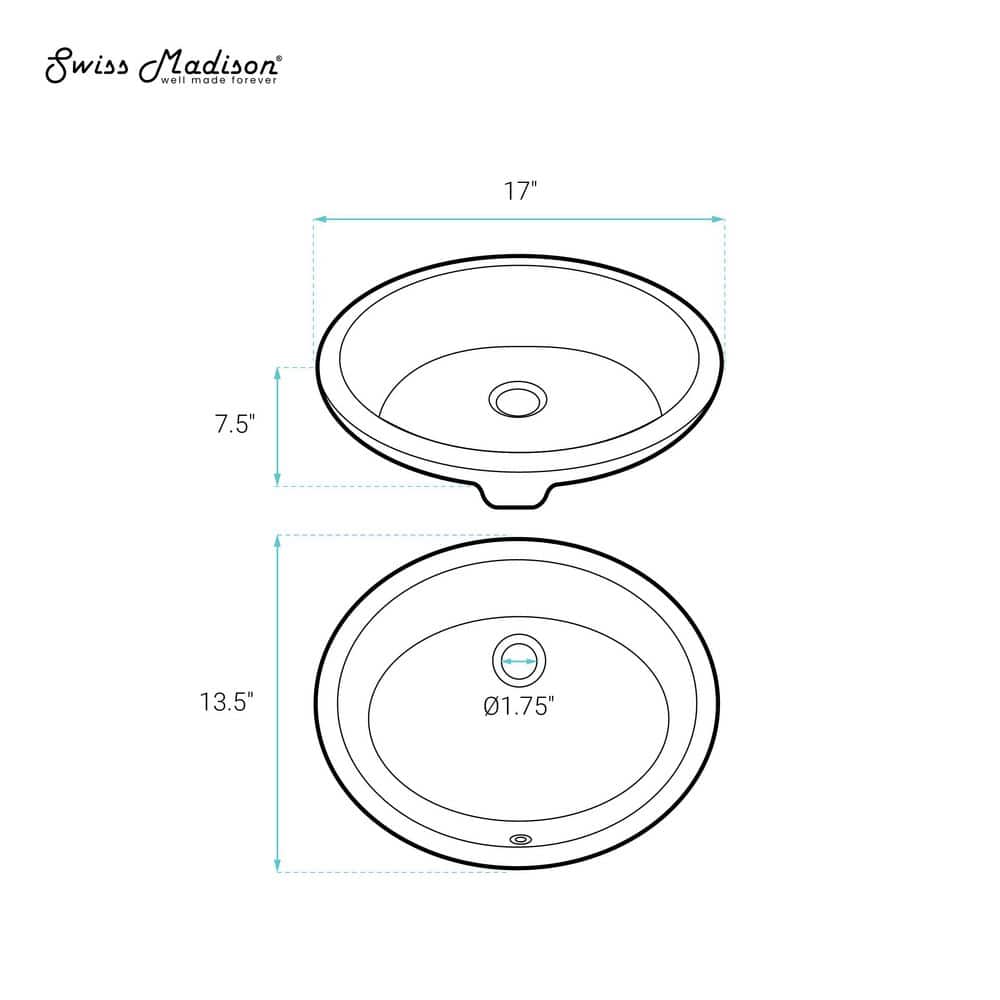 Swiss Madison Plaisir 16.5 in. Ceramic Oval Undermount Bathroom Sink in White (3)