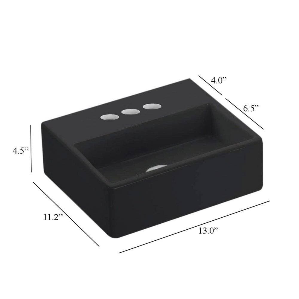 WS Bath Collections Quattro 30 BM Wall Mount / Vessel Bathroom Sink in Matte Black with 3-Faucet Holes (2)