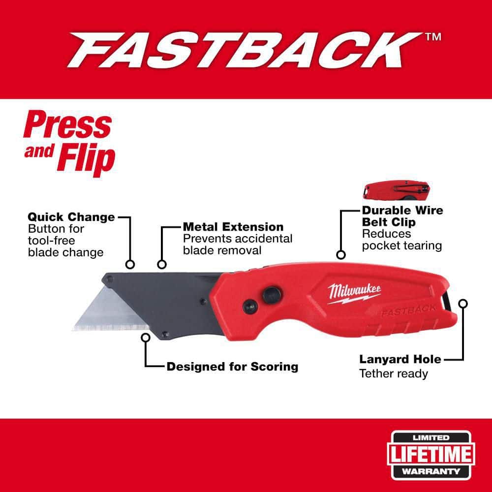 Milwaukee FASTBACK Compact Folding Utility Knife with General Purpose Blade (2)