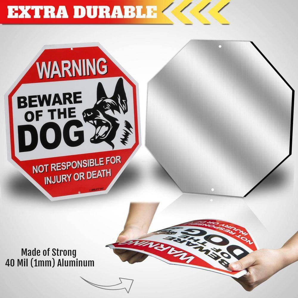 ANLEY 12 in. x 12 in. Beware of The Dog Aluminum Warning Sign, No Responsible for Injury or Death Warning Dog Sign (2)