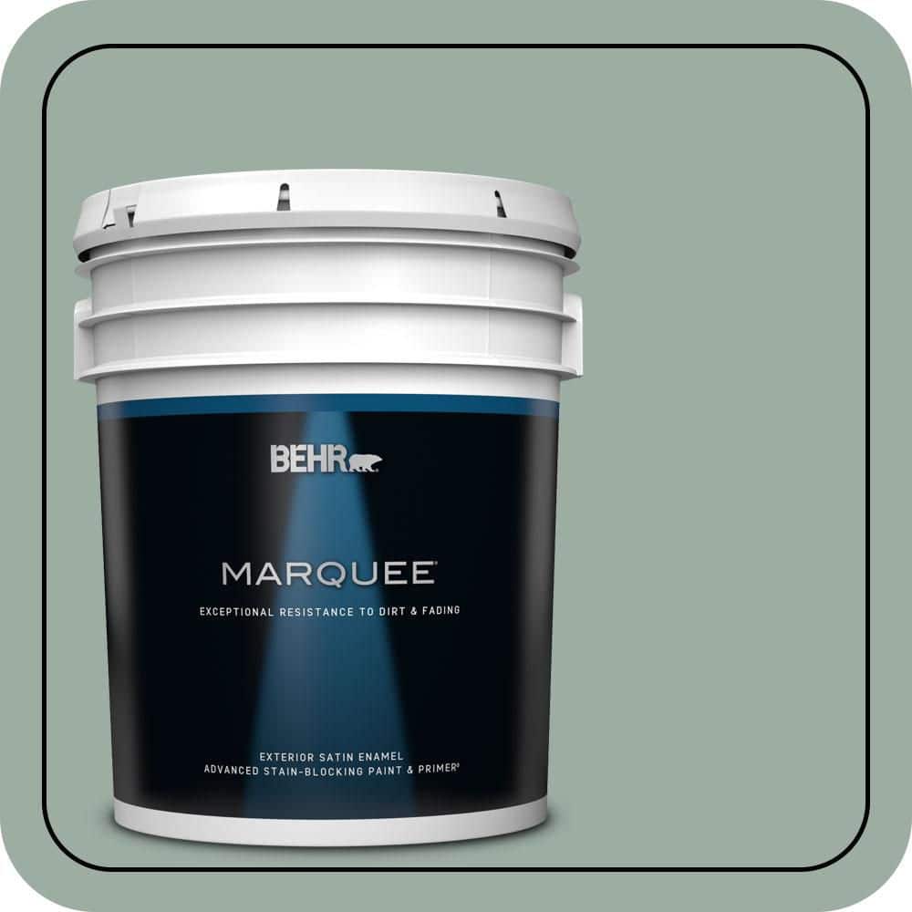 BEHR MARQUEE 5 gal. #N420-3 Misty Moss Satin Enamel Exterior Paint & Primer