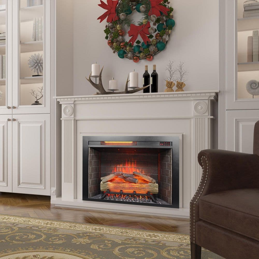 Mondawe 5000BTU 28 in. Infrared Recessed Electric Fireplace Insert with Overheat Protection, 5 Adjustable Brightness (2)