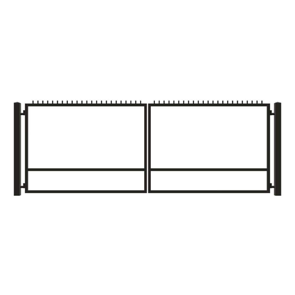 Unbranded Driveway Gate — Swing, Center, Finials, Black — 208"W x 72"H (1)
