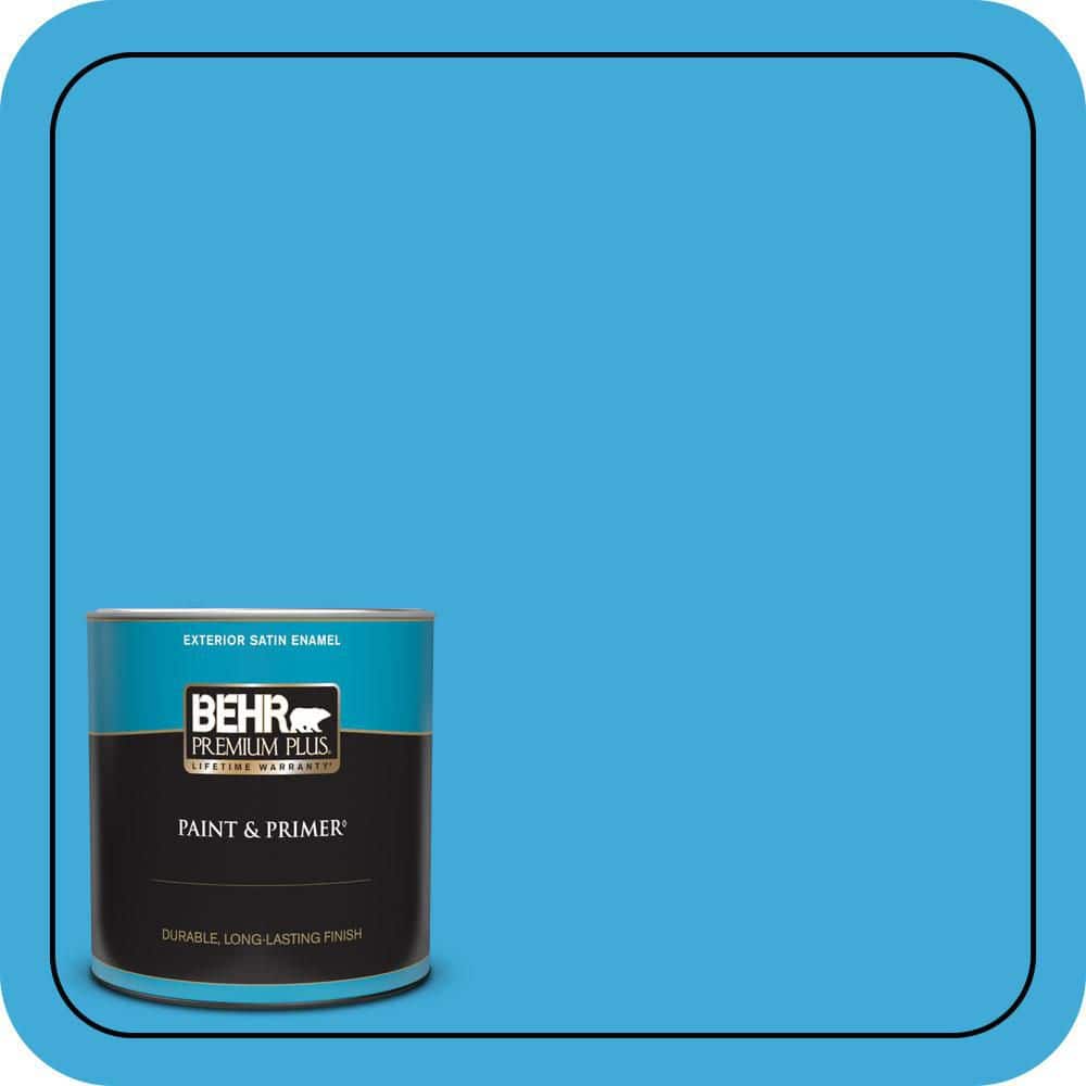 BEHR PREMIUM PLUS 1 qt. #550B-5 Windjammer Satin Enamel Exterior Paint & Primer