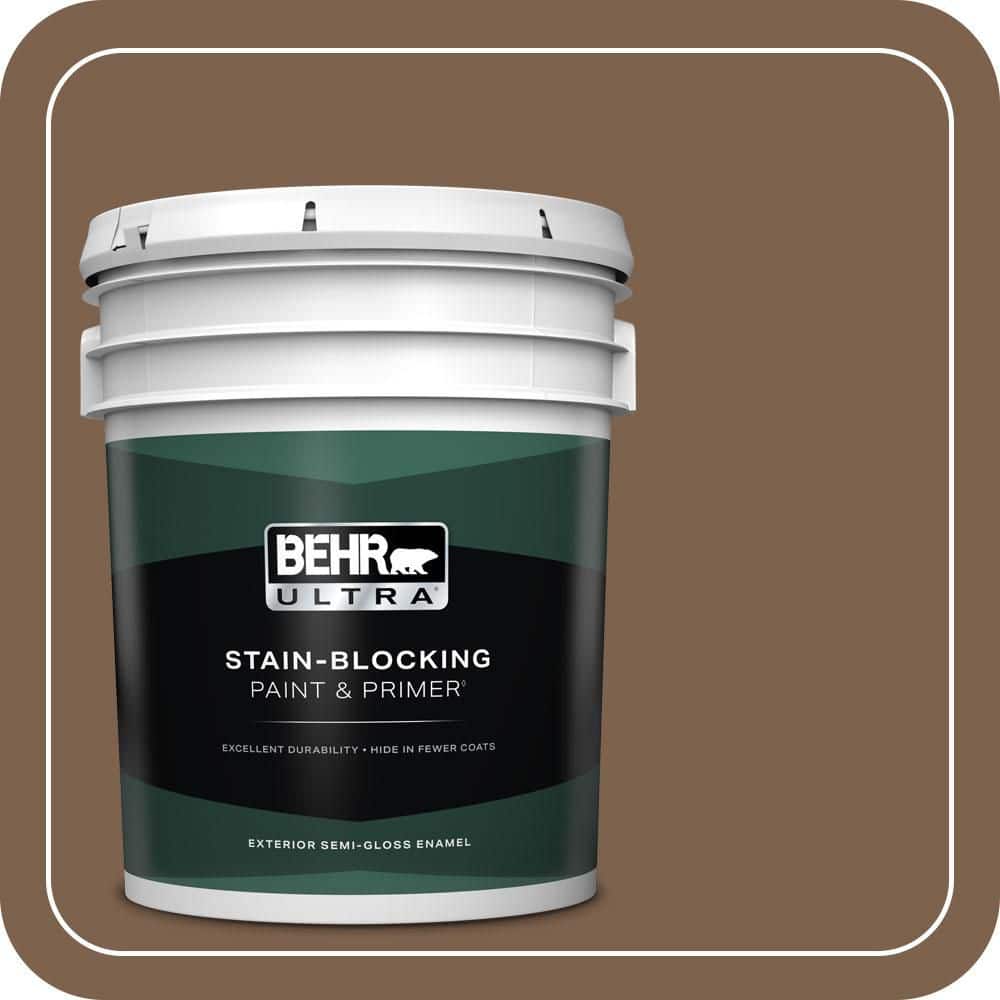 BEHR ULTRA 5 gal. #PMD-60 Rich Walnut Semi-Gloss Enamel Exterior Paint & Primer