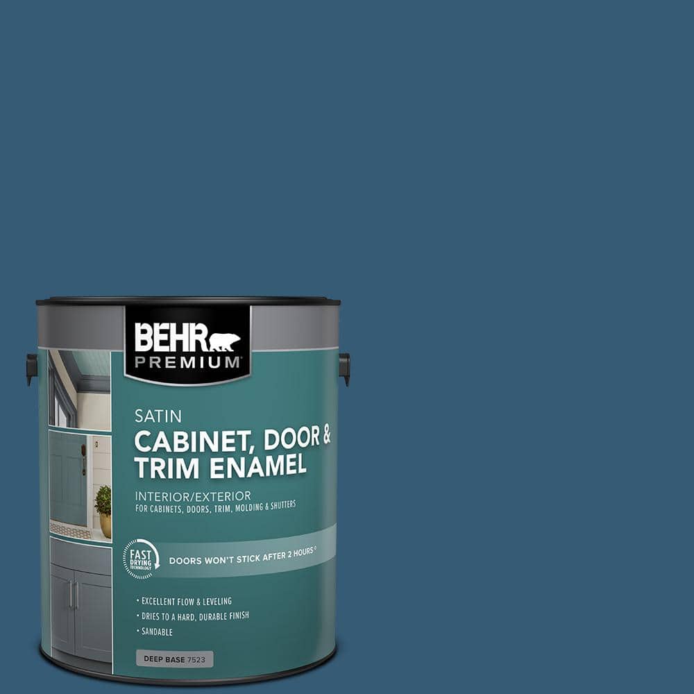 BEHR PREMIUM 1 gal. #M490-7 Shasta Lake Satin Enamel Interior/Exterior Cabinet, Door & Trim Paint (1)