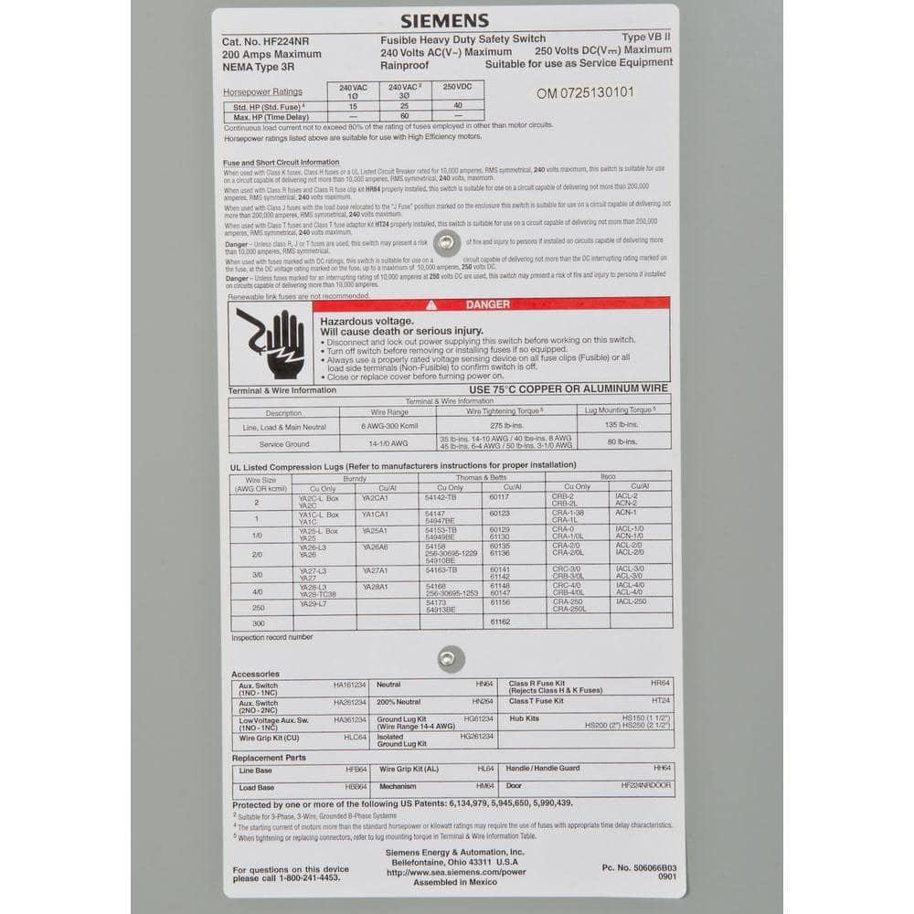 Siemens Heavy Duty 200 Amp 240-Volt 2-Pole Outdoor Fusible Safety Switch (3)
