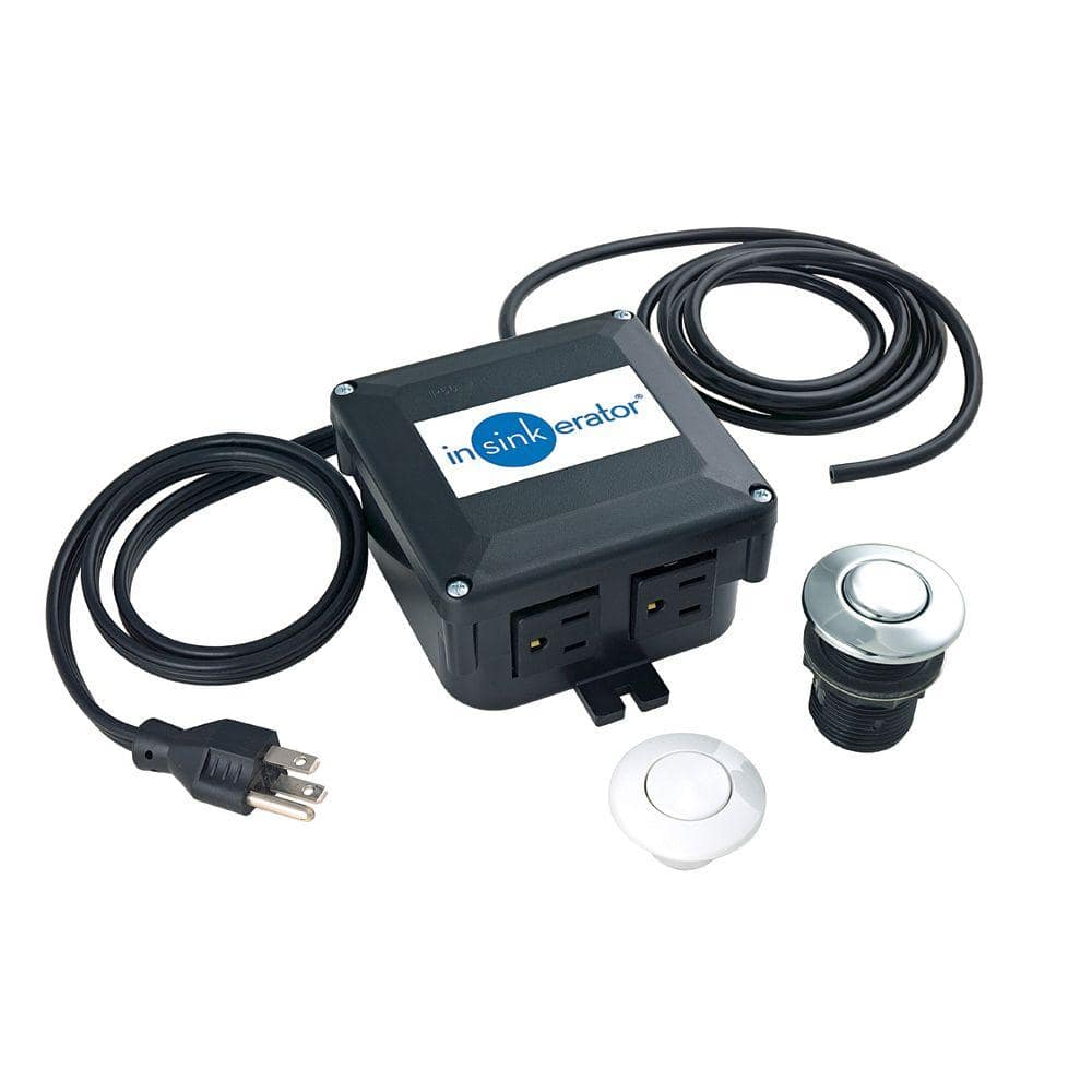 Garbage Disposal Air Switch Kit, Dual Outlet Sink Top Switch Button for All INSINKERATOR Models, Chrome/White STS-OO