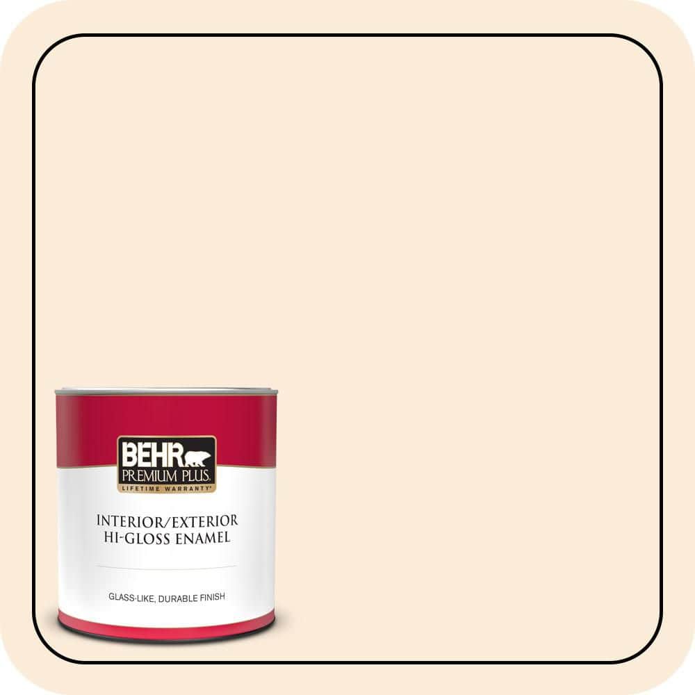 BEHR PREMIUM PLUS 1 qt. #OR-W01 White Blush Hi-Gloss Enamel Interior/Exterior Paint & Primer (1)