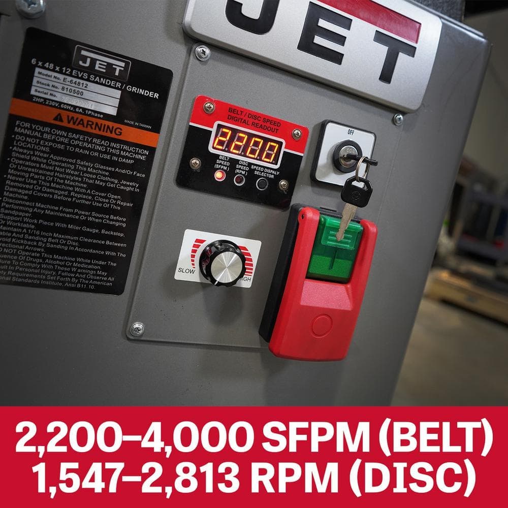 Jet 6 in. x 48 in. Belt and 12 in. Disc VS Finishing/Grinding Machine J-64812VS (2)