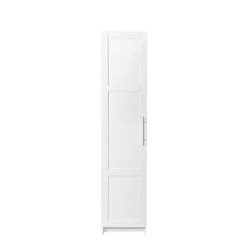 Unbranded 15.75 in. W x 15.75 in. D x 70.87 in. H Modern White Wood Linen Cabinet with Door and Adjustable Shelves (2)