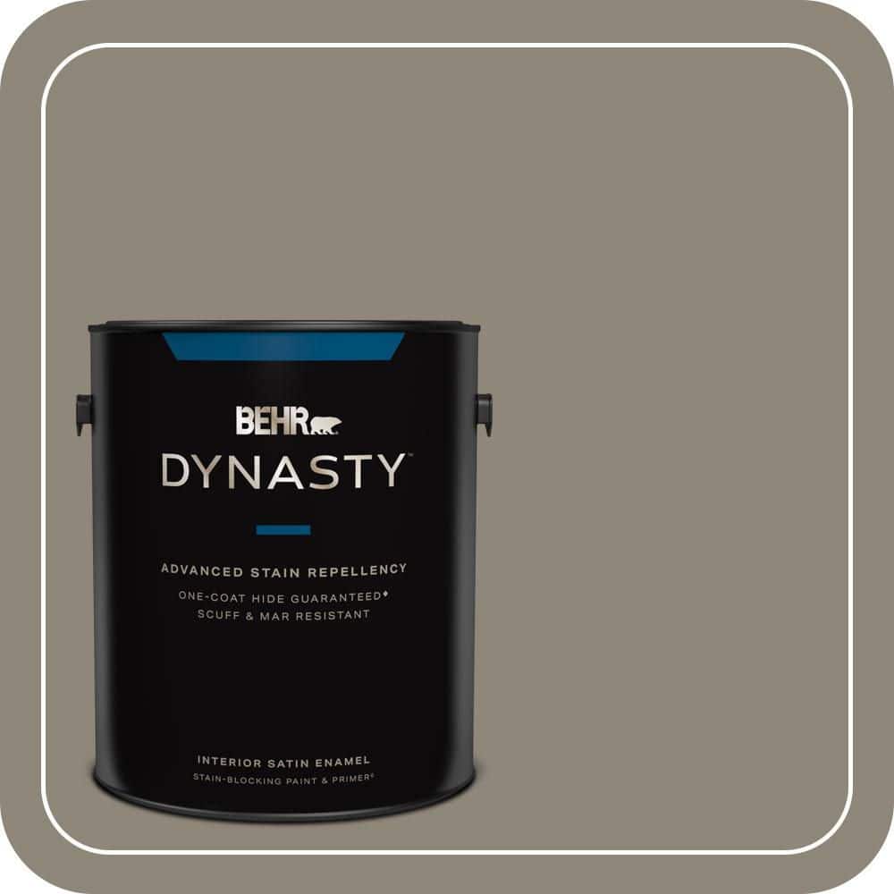 BEHR DYNASTY 1 gal. #T16-08 Fifth Olive Nue Satin Enamel Interior Stain-Blocking Paint & Primer
